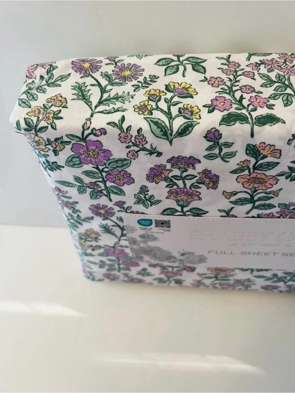 Shabby Chic Full Size Mountain Floral Sheet Set Purple Pink Yellow Flowers